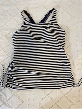 Calypsa Striped Navy and White Women's Tankini Top nwt